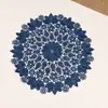 Posavasos Redondo Bordado Antideslizante Aislante Térmico de Lujo Ligero, Tapete Bordado para Tazón, Tapete Decorativo para Mesita de Noche, Tapete de Mesa Estilo Étnico