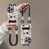 Pintura de Textura Muñeca Panda Adecuada para Carcasa de Teléfono Móvil Apple 16 15PRO Bolsa para Tarjetas Cordón 14 Silicona a Prueba de Caídas 13 Creativo X