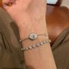 Nova Pulseira Escovada com Diamantes Brilhantes Cor de Ovo de Pombo Simples Versátil Estilo Retrô de Tribunal Feminino Pulseira Retrátil Transmissão ao Vivo