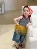 Roupas Infantis Zhe Li Colete para Meninas Verão Estilo Fino 2026 Roupa de Fora Casual Roupas Infantis Classe a Camiseta Regata para Bebê Menina