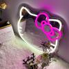 Espejo de Dibujos Animados Luz de Neón Dormitorio Maquillaje Luz Decorativa Hello Kitty Espejo Acrílico Gato Kt Espejo Iluminado con LED