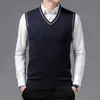 Chaleco de Lana con Cuello Redondo Estilo A-16 para Hombre Rayado de Negocios