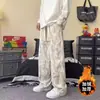 Novas Calças Casuais Grossas com Forro de Lã para Outono e Inverno para Homens, Marca da Moda, Estilosas, Largas, Calças Retas de Perna Larga