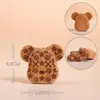 Acessórios de urso e gato de desenho animado em madeira de pêssego e sândalo, componentes DIY, pequenos ornamentos de madeira, pingentes e itens decorativos