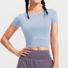 Ropa deportiva de verano para mujer, transpirable y absorbente de sudor, ropa de fitness, ropa de yoga adelgazante de corte entallado, camiseta de manga corta para mujer