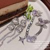 Anel de joia brilhante derretida com design banhado a ouro 18K, brincos de coração com zircônia e cristal afiado