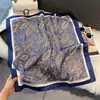 Pañuelo de Seda Estampado Flor de Anacardo Retro de 70 cm, Pañuelo Versátil de Seda Sintética, Pañuelo de Cuello de Gama Alta, Pañuelo Cuadrado Delgado para Mujer