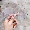 Montura grande para reparar el rostro, retro, cuadrada, de metal, anti luz azul, gafas sencillas, estilo artístico, simple, para hombres y mujeres, montura para gafas de miopía
