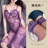 Lingerie Erótica Privada com Tema de Lua, Vestido Chemise Sexy Roxo Texturizado Plus Size Estilo Abstinência, Vestido Longo de Renda de Alta Qualidade com Fenda