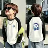 Camiseta de Manga Larga con Retazos para Niños Niños Otoño/Invierno De Rong Capa Base Cepillada 2026 Nuevo Top para Niños