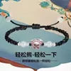 Pulsera de Flor de Durazno Hecha a Mano de Conejo y Oso Pulsera de Dibujos Animados Rilakkuma Regalo para Mejor Amigo Pulsera de Plata para Niños