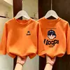 Ropa Infantil Niños Tallas Mediana y Grande Camiseta de Manga Larga Niños Estilo Nuevo Principios de Otoño Algodón Puro Cuello Redondo Top Holgado Ropa de Otoño Capa Base