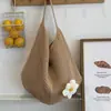 Bolso Tejido Nuevo de Gran Capacidad para Vacaciones en la Playa de Verano, Bolso de Playa de Punto Floral, Bolso Tote de Hombro Único de Moda para el Trabajo
