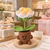Adorno de Planta en Maceta Rosa Tejido a Mano Lindo con Manos y Pies Flor de Hilo Maceta Muñeca Decoración Creativa de Escritorio