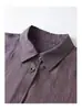Nuevo Diseño Otoño 2026 Top de Moda Degradado con Cuello Solapa Sencillo, Mangas Largas, Camisa Morada de Lino para Mujer