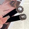 Horquilla sencilla con flocado de diamantes de imitación para mujer, estilo retro, para la frente, con flequillo negro, pinza para el pelo rota en el lateral, pinza para el pico de pato, tocado
