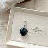 Nuevo colgante coreano de plata con forma de corazón rojo y rosa negra, bonito y moderno llavero para bolso de coche para mujer.