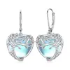 Pendientes Collar de Piedra Lunar Amazon Cross-Border Pendientes Europeos y Americanos de Lujo Ligero Gama Alta Corazón Árbol de la Vida para Mujeres