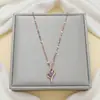 Collar de Acero de Titanio para Mujer Estilo Japonés-Coreano Zirconia Púrpura Colgante Accesorios Sentido de Diseño de Nicho Simple Término Clavícula