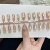 [30 Peças] Unhas Postiças Pré-Fabricadas Crystal Cat-Eye Estilo Curto e Longo, Unhas Postiças Descolorantes Gradiente Feitas à Mão