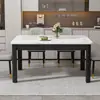 Juego de mesa de comedor y sillas de pizarra estilo nórdico, diseño simple, forma rectangular, estructura de hierro con acabado de madera sintética, apto para uso doméstico, ideal para apartamentos pequeños
