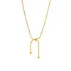 Pulsera Ajustable Simple Retro Europea y Americana Cadena de Hueso de Serpiente Dorada de 18K Cuentas Redondas Extraíble Cuerda de Mano de Acero de Titanio Pieza de Mano para Mujer