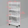 Prateleira de armazenamento para vãos de cozinha, estante de armazenamento multicamadas de piso ultranarrow, armário estreito para o lado da geladeira, pequeno armário deslizante