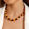 Moda Retro de Halloween Europea y Americana Transfronteriza Pulsera Sencilla de Turquesa Sintética con Calavera y Perlas Elásticas Venta al por Mayor
