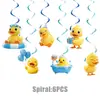 Paquete de Decoración de Cumpleaños Nuevo Patito Amarillo de Amazon Tema Vasos de Papel Desechables, Servilletas de Papel, Platos de Papel, Banderines y Banderas