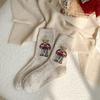 Calcetines de Otoño e Invierno Calcetines para Niños de Punto Bordados Oso de Peluche Medias de Algodón Medias Gruesas Cálidas Lindas de Dibujos Animados para Estudiantes Mujeres