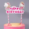 Decoração de Bolo para Bebês e Crianças Enfeites Coração Menina Gato Kt Layout de Aniversário Olá Desenho Animado Conjunto Princesa
