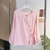 Camiseta de Manga Larga Algodón Nube para Mujer Otoño Nuevo Estilo Tallas Grandes Adelgazante Rejuvenecedor Moda Casual Sencilla Cuello Redondo Top Camiseta