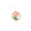 Venta Caliente Transfronteriza Pintura al Óleo Jardín de Monet Colgante de Gota de Aceite de Acero Inoxidable Collar Pendientes de Cadena de Lana Joyería DIY