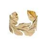 Explosiones Transfronterizas Pulsera Hoja Dorada Lujo Ligero Sentido de Alta Gama Pulsera de Hoja Exagerada Versión Abierta Ampliamente Mostrar Europeo y Americano