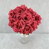 Flor de simulação flor de rosa artificial 9 cabeças buquê de rosa com diamante simulação com folhas decoração de casamento decoração de casa flor artificial