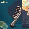 Pente de madeira de ébano natural Tan Mujiang dentes largos dentes largos anti-ondulação eletricidade estática casa senhoras cabelo comprido queda de cabelo masculino
