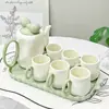 Juego de Tazas de Agua de Cerámica Estilo Crema para Sala de Estar del Hogar Hospitalidad Tetera de Flores Retro Taza de Té Regalo de Inauguración de Casa Boda