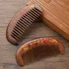 Peine de Sándalo Negro con Diseño Tallado de Caqui, Dientes Finos y Gruesos, Peine para Peinar el Cabello, Se Puede Grabar, Empaque en Caja de Regalo