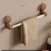 Ventosa Nogal Toallero Perchero de Almacenamiento Montado en la Pared para Baño sin Perforaciones Barra para Colgar Toallas Toallero de Baño