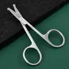 Cortapelos de Nariz de Acero Inoxidable para Hombres Barba Maquillaje Belleza Tijeras Pequeñas Cabeza Redonda Cortador de Cejas Maquillaje Belleza Herramientas de Maquillaje