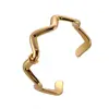 Anillo Abierto Nuevo con Rosca Estilo Europeo y Americano Diseño Creativo Elegante Gama Alta Acero de Titanio Chapado en Oro de 18K Anillo de Joyería