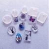 Colgante de 20 piezas Gota de agua Redondo Cuadrado Ovalado Espejo Molde de pegamento con juego de llavero Llavero DIY