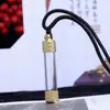 Pequena Garrafa Transparente Oca Pingente de Caixa de Medição Contendo Relíquia de Cinábrio Pingente de Garrafa Colar de Estilo Étnico para Mulheres e Homens Joias da Moda