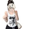 Top Regata Estampado Estilo Americano Picante para Mulheres, Roupa Íntima Vermelha de Verão, Estilo Puro Desejo, Top Sexy Colado para Usar por Cima