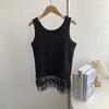 Colete sem mangas de renda estilo balé simples estilo coreano, top feminino com base interna emagrecedora e cobertura da barriga