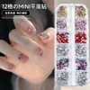 Mini taladro para uñas de 12 rejillas, color con forma de cristal de champán, cristal, destello, fondo plano, taladro, accesorios para uñas, venta al por mayor
