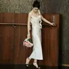 Luz de licencia de novia vestido de novia tira de satén cola de pez alta calidad vestido de compromiso tul ligero vestido de novia bata de mañana