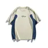 Camiseta de Verão Color Block Manga Curta para Homem, Gola Redonda Colorida, Corte Solto, Absorvente de Suor, Secagem Rápida, Proteção Solar, Top Esportivo para Casal