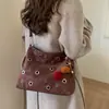 Bolso de Mano Retro al por Mayor Transfronterizo para Mujer, Bolso Cubo Simple y Elegante Hueco para el Día a Día