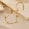 Pulsera de Cadena con Colgante de Amor Redondo Incrustado con Diamantes, Estilo Coreano Simple, Exquisito, Compacto, Joyería Chapada en Oro de Acero Inoxidable